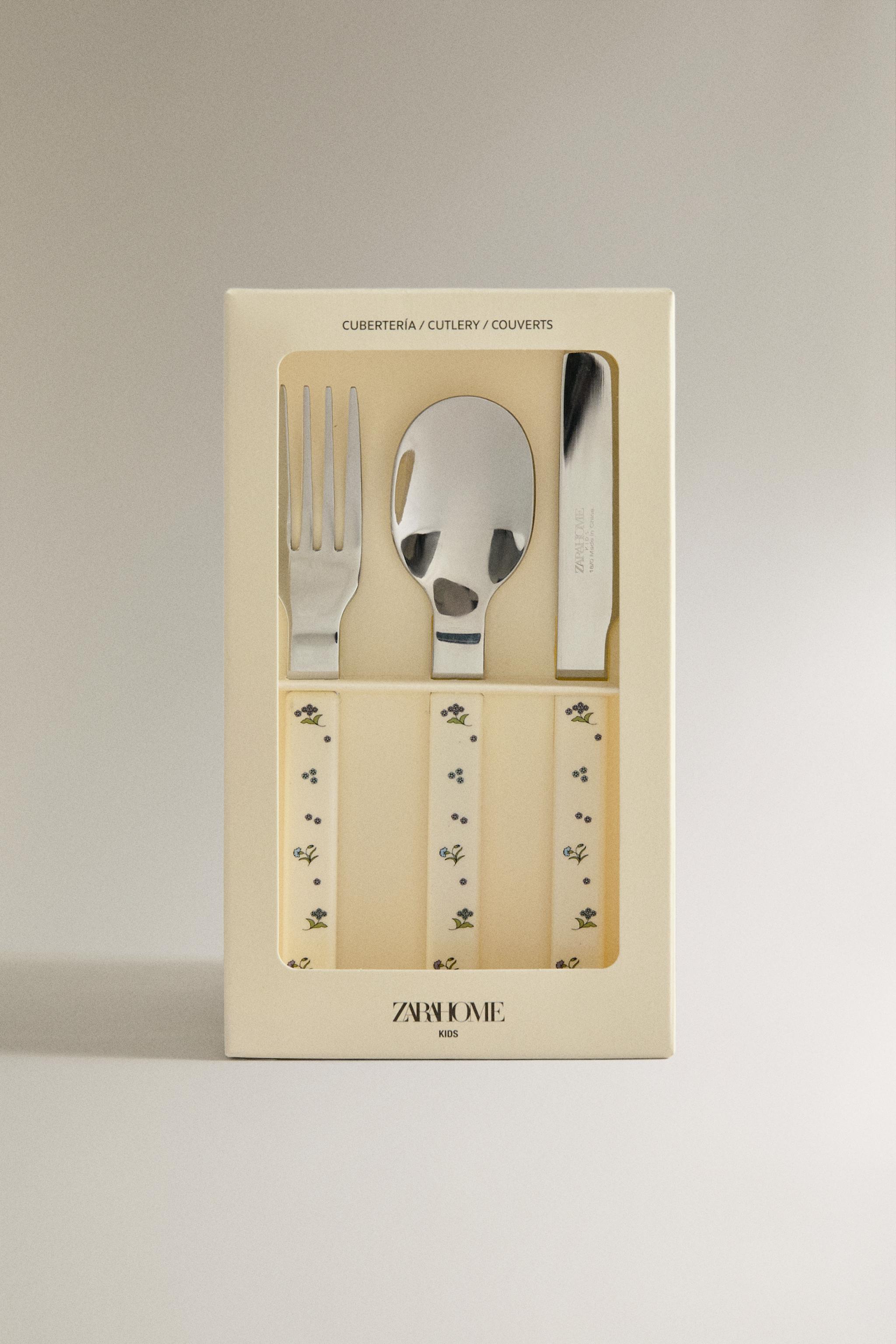 KIDS' FLORAL FLATWARE SET